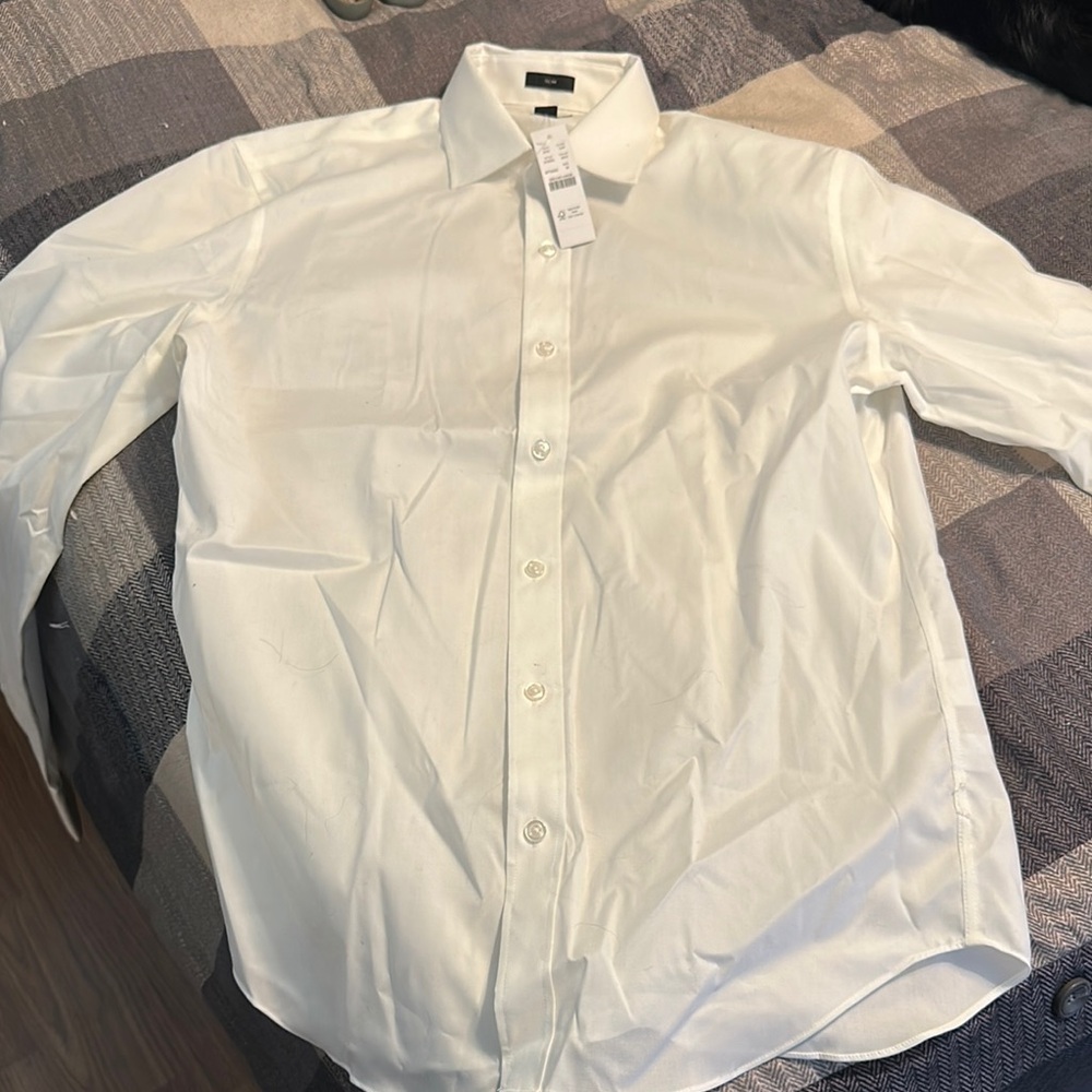 J. Crew White Bowery wrinkle-free dress shirt with spread collar